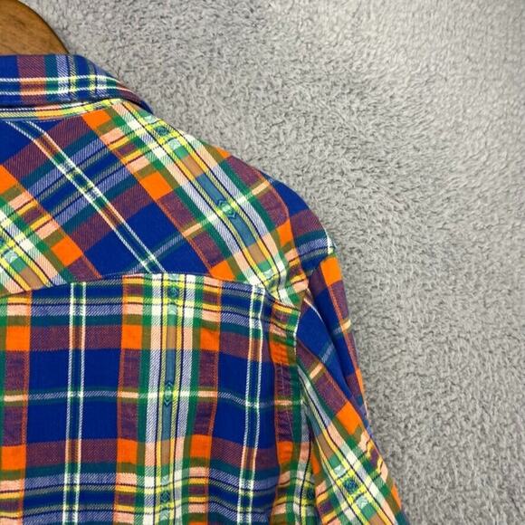 Vintage Ralph Lauren Shirt Men's Extra large Blue Orange Pearl Snap Western 90s - Picture 9 of 10
